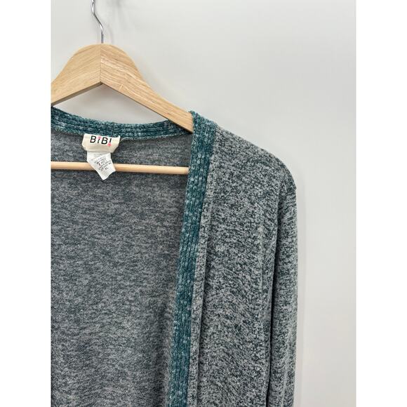 Bibi Cardigan Women XL Blue Faux Button Open Front Long Sweater Rayon Blend - Picture 4 of 6